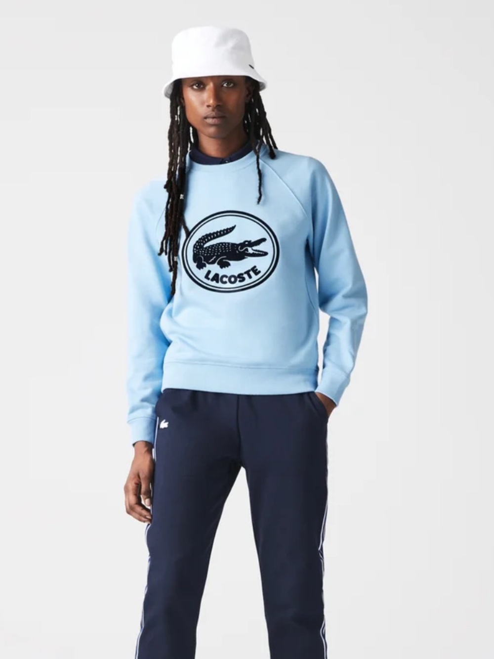Lacoste Women’s Sky Blue Crewneck Sweatshirt with Contrasting Logo